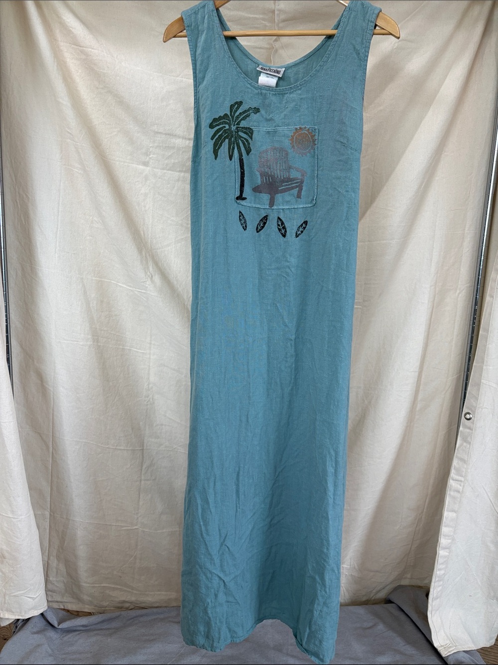 Nina Piccalino Teal Maxi Dress with Palm Graphic